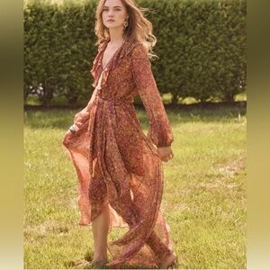 Figue Silk Chiffon Long Sleeve Maxi Dress